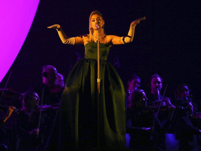 Ariana Grande performing at the Grammys