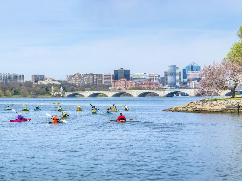 Arlington Virginia Skyline with Kayakers on the Potomac River