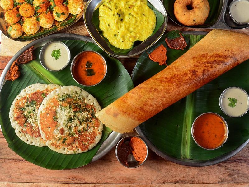 Assorted South indian breakfast foods