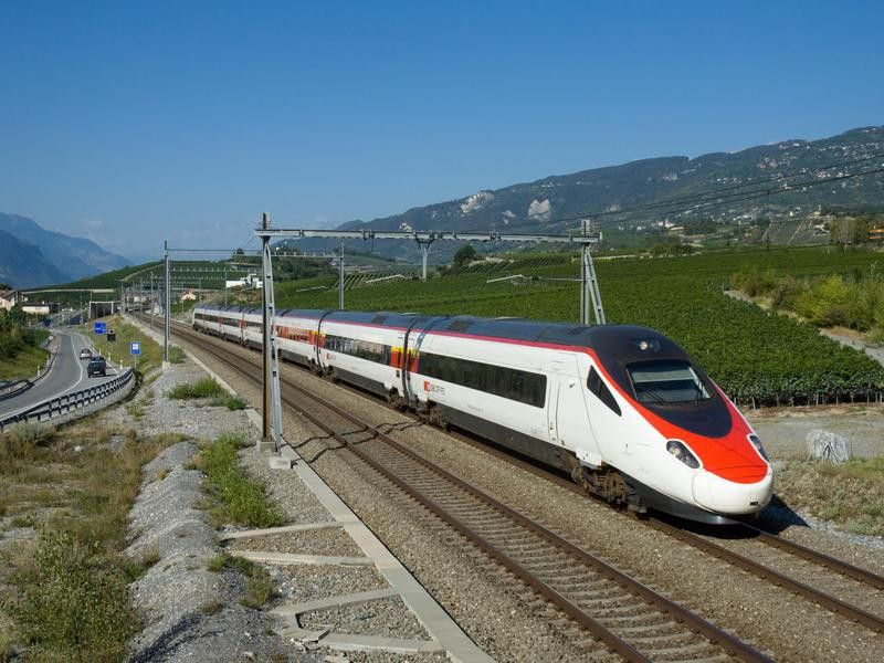 Astoro train in Salgesch, Switzerland