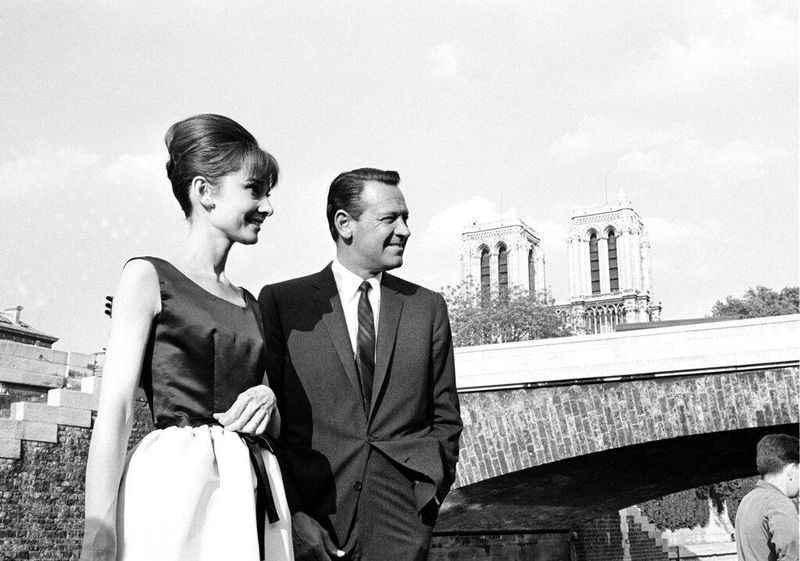 Audrey Hepburn and William Holden, co-stars in the romantic comedy "Paris When it Sizzles,"