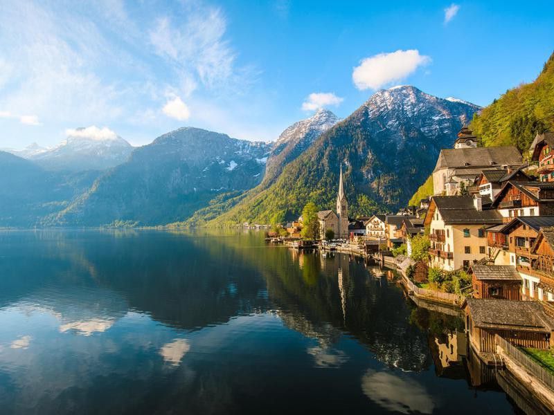 Austrian lake town in the Alps