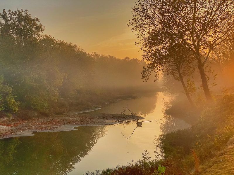Autumn Sunrise Over the Arkansas River