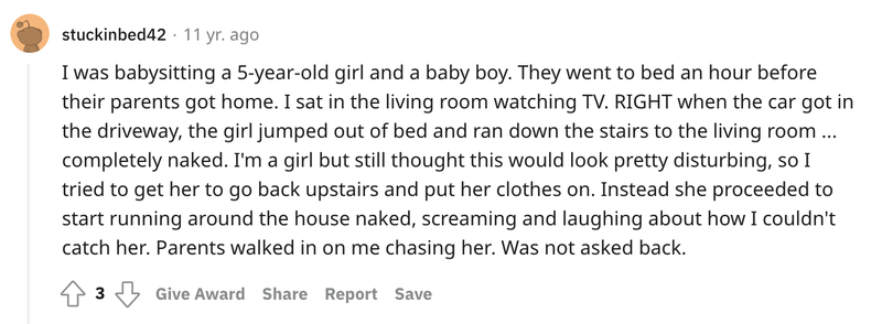 Awkward story about a babysitting job