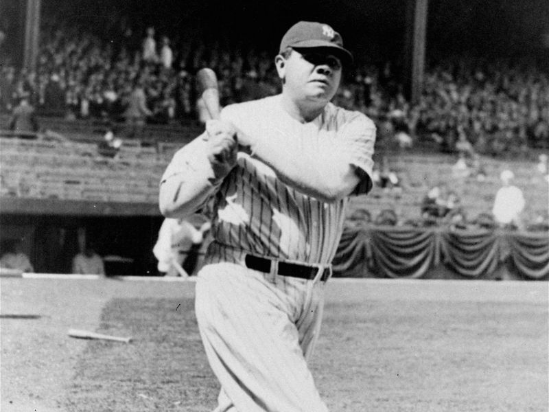 Babe Ruth swinging a bat