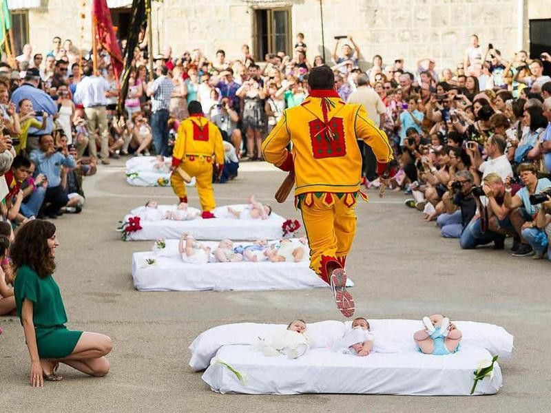 Baby jumping festival in Spain