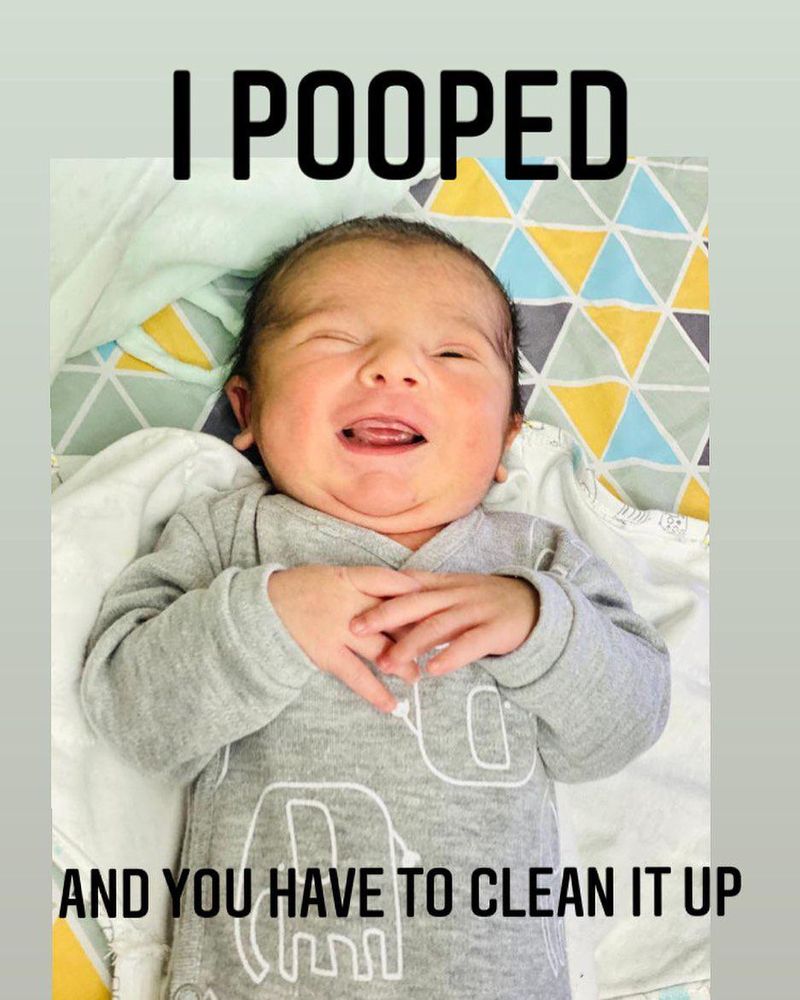 Baby laughing because he pooped