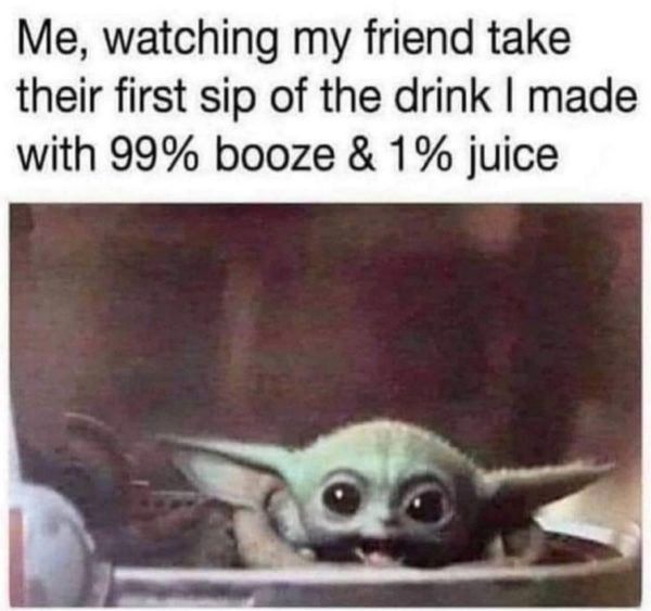 Baby Yoda drinking meme