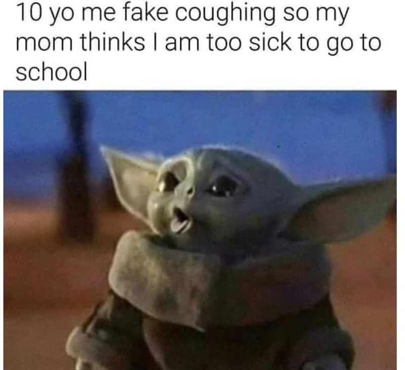 Baby Yoda faking sick
