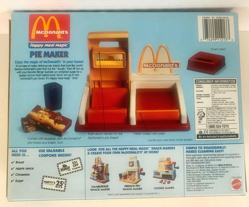 Back of McDonald's Pie Maker box