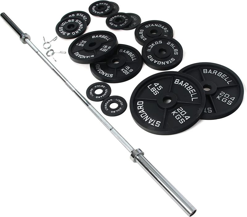 BalanceFrom Cast Iron Olympic Weight Including 7FT Olympic Barbell