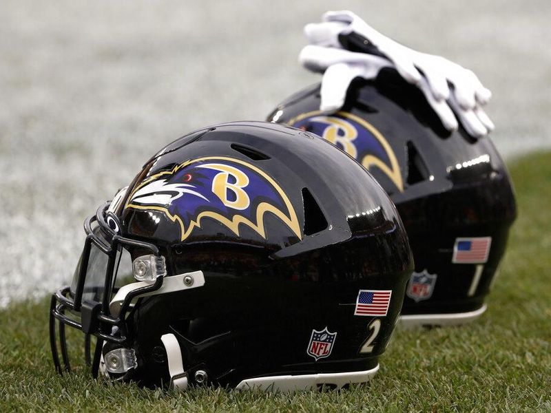 Baltimore Ravens logo on helmets