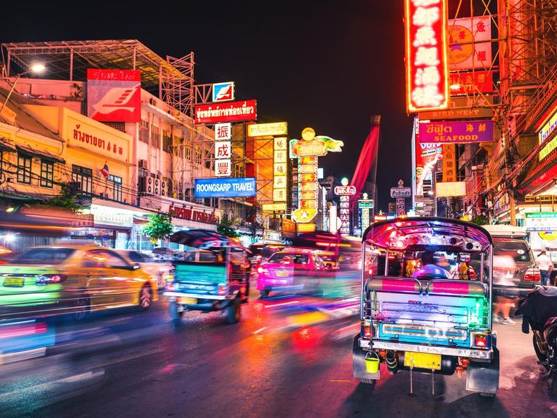 Bangkok Chinatown Traffic at night