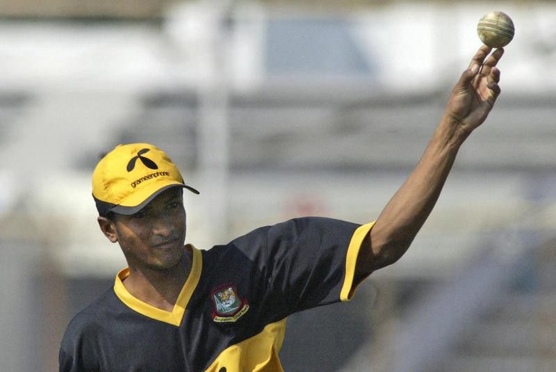 Bangladesh's Shakib Al Hasan practices with ball