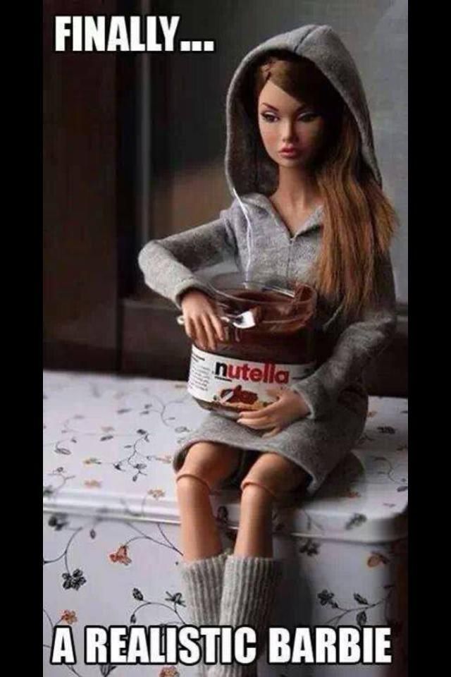 Barbie eating Nutella