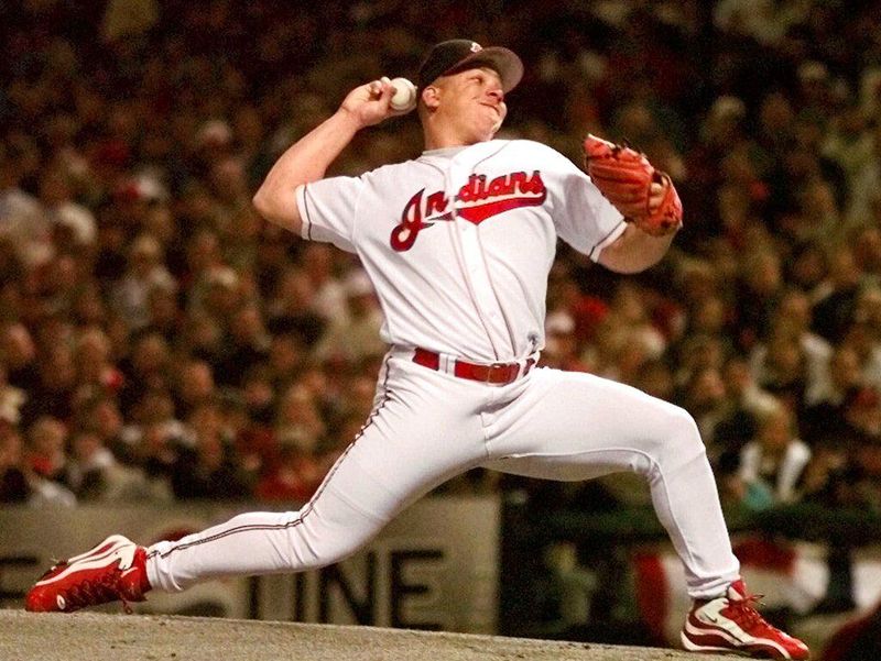 Bartolo Colon pitching for Cleveland Indians