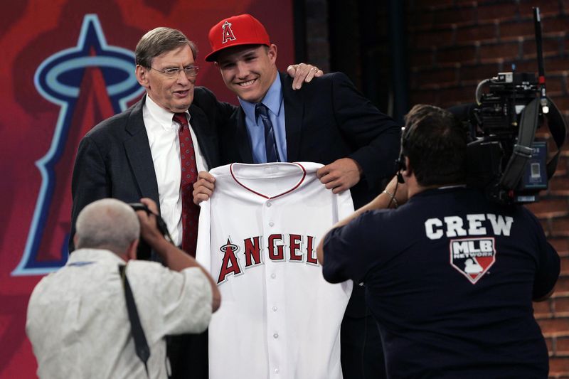 Baseball commissioner Bud Selig with Mike Trout