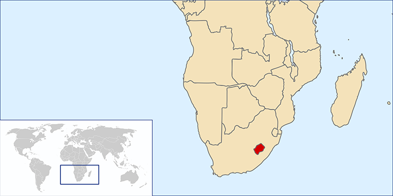 Basutoland on a map