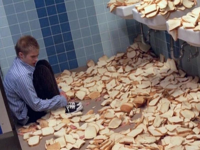bathroom full of bread