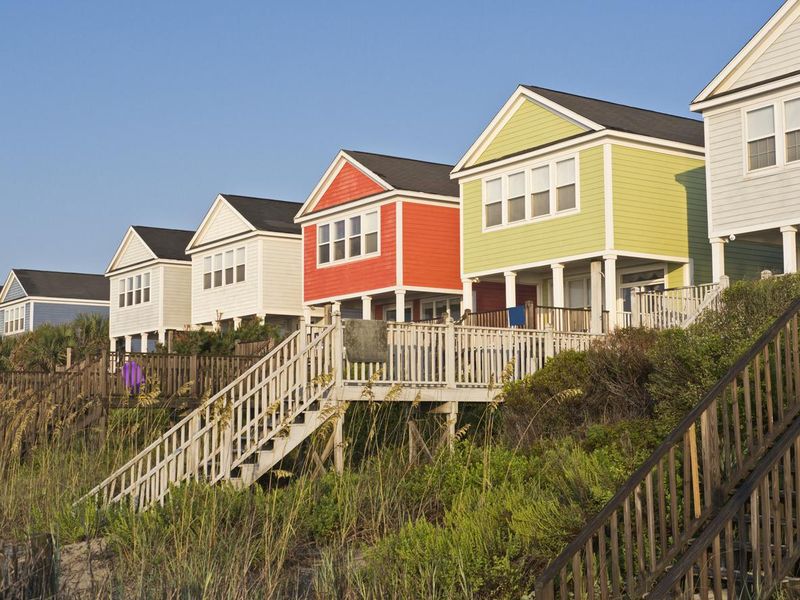Beachfront vacation cottages in summer