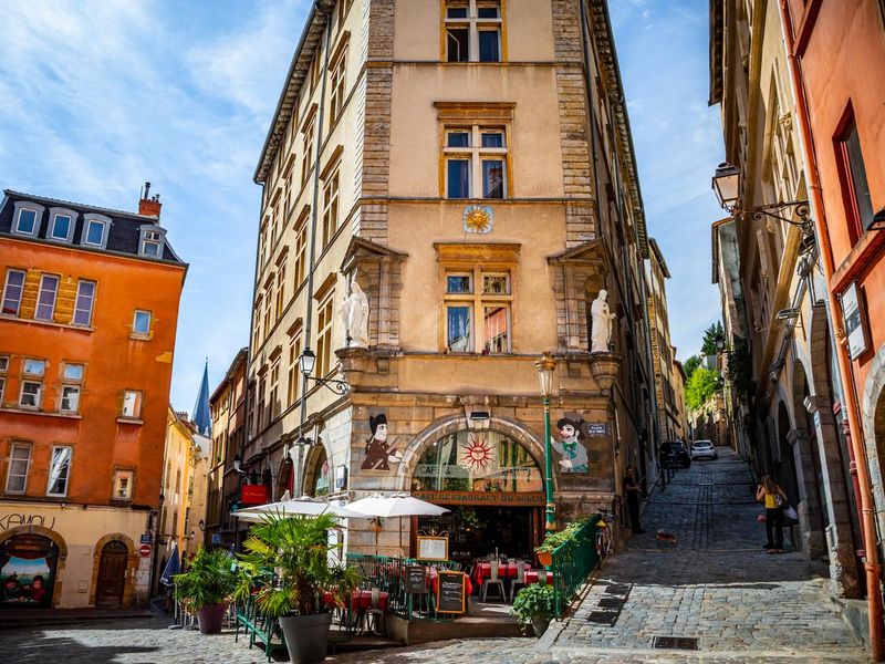Beautiful Trinity town square in Lyon, France