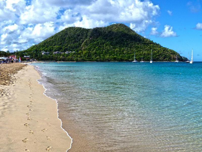 Beautiful view of Reduit Beach at St. Lucia Island