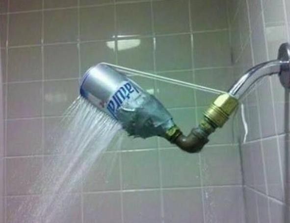 Beer can to repair showerhead