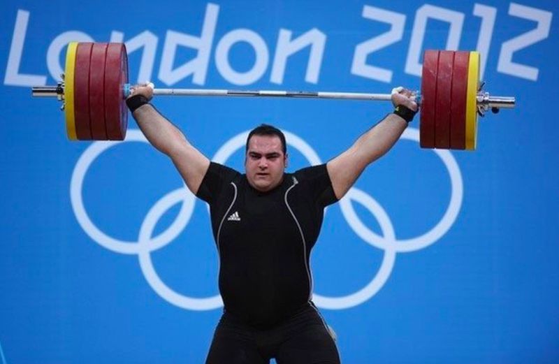 Behdad Salimi lifting in London Olympics