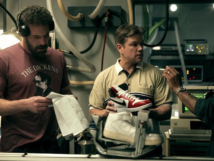 Ben Affleck and Matt Damon in "Air: Courting A Legend"