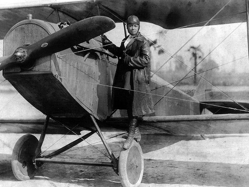 Bessie Coleman boarding her plane