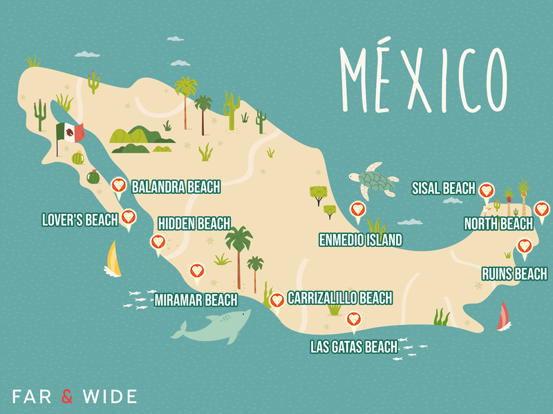 Best beaches in Mexico map