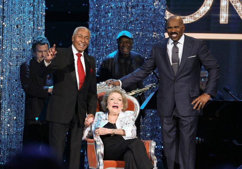 Betty White with Steve Harvey and friends