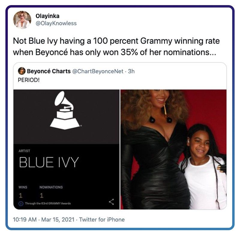 Beyoncé and Blue Ivy at the Grammys