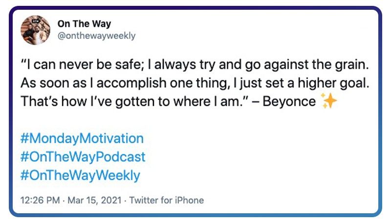 Beyoncé keeps setting higher goals