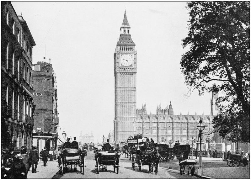 Big Ben in London in late 19th century