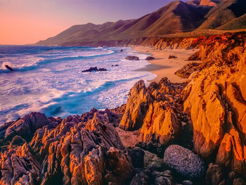 Big Sur sunset seascape of California coastline