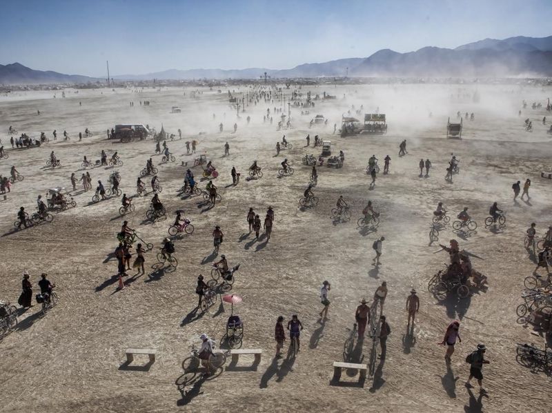 Bikers at Burning Man Nevada
