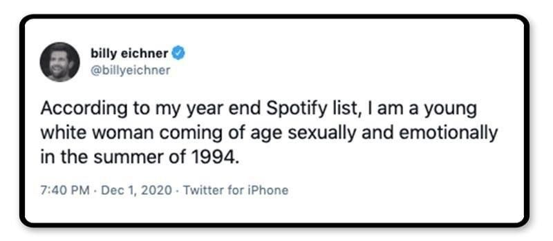 Billy Eichner's hilarious tweet about his Spotify list