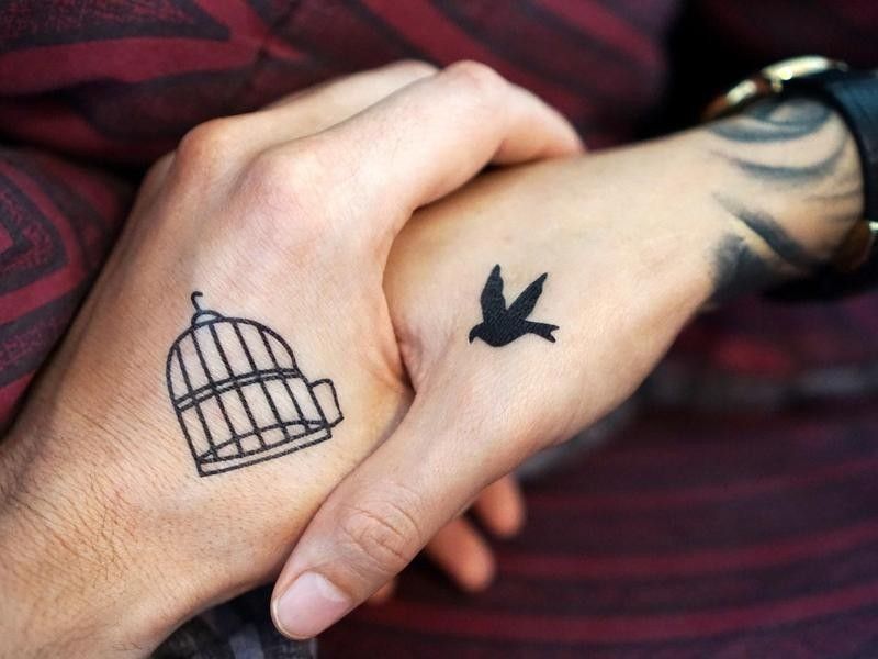 Bird and Cage Tiny Tattoos