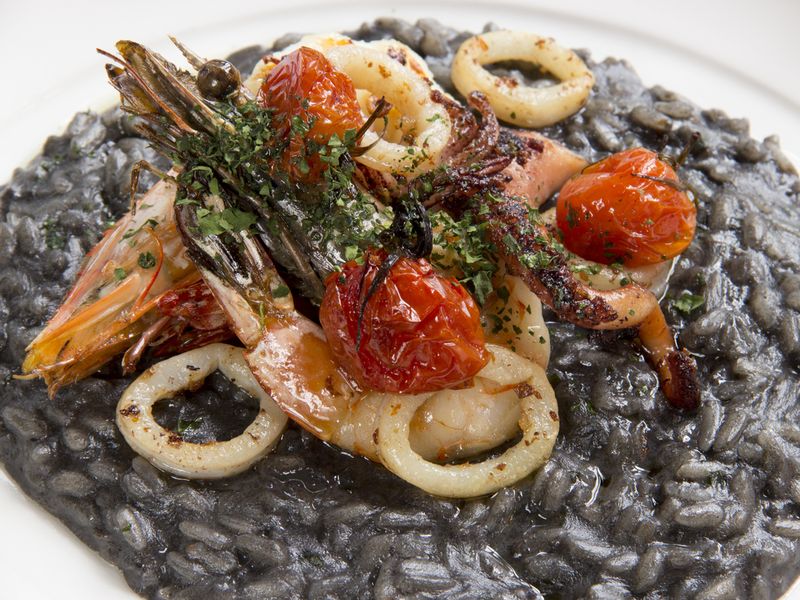 Black risotto seafood dish