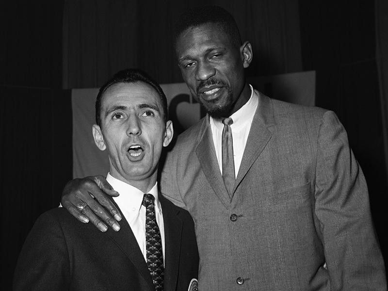 Bob Cousy and Bill Russell sing duet