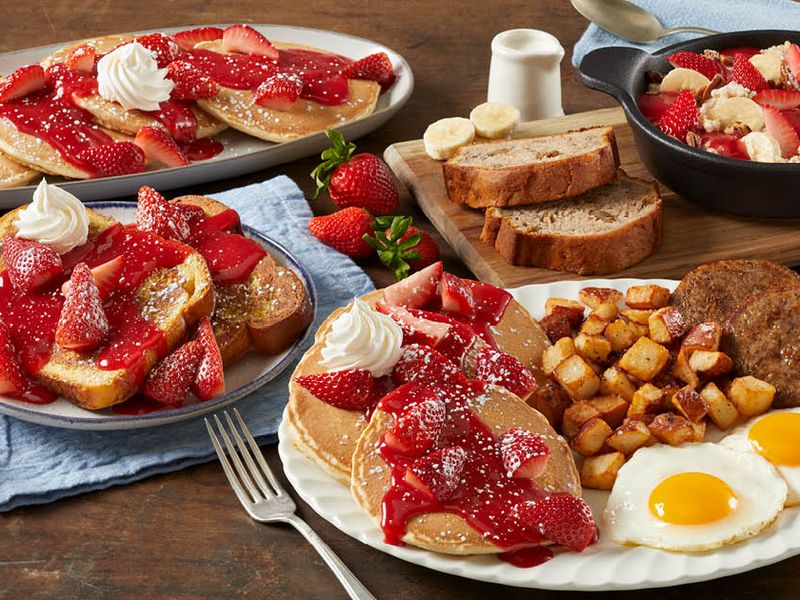 Bob Evans pancakes, French toast, eggs and potatoes