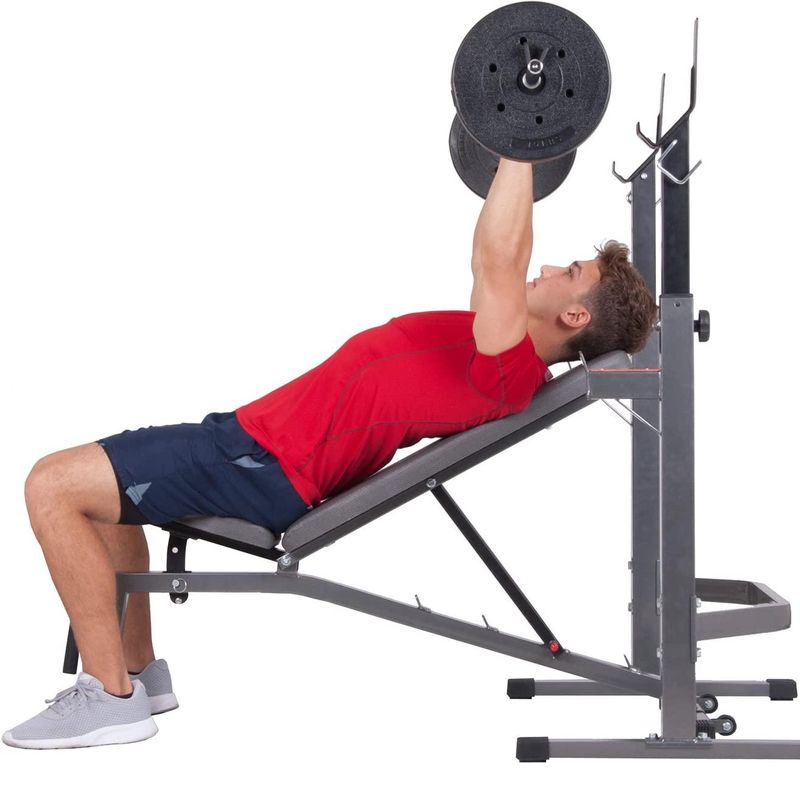 Body Champ Olympic Weight Bench with Squat Rack Included