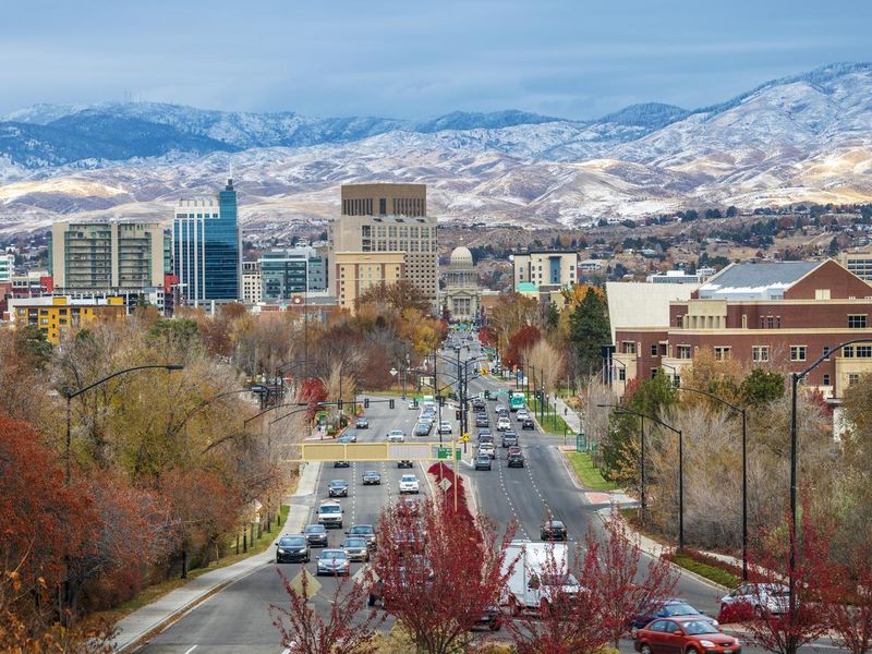 Boise , Idaho downtown with first snow