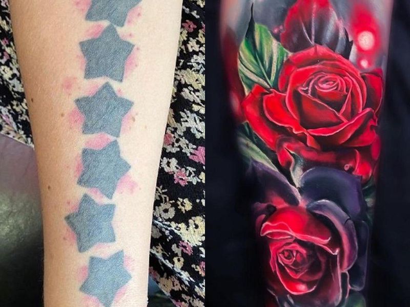 Bold Roses Cover Up Tattoo
