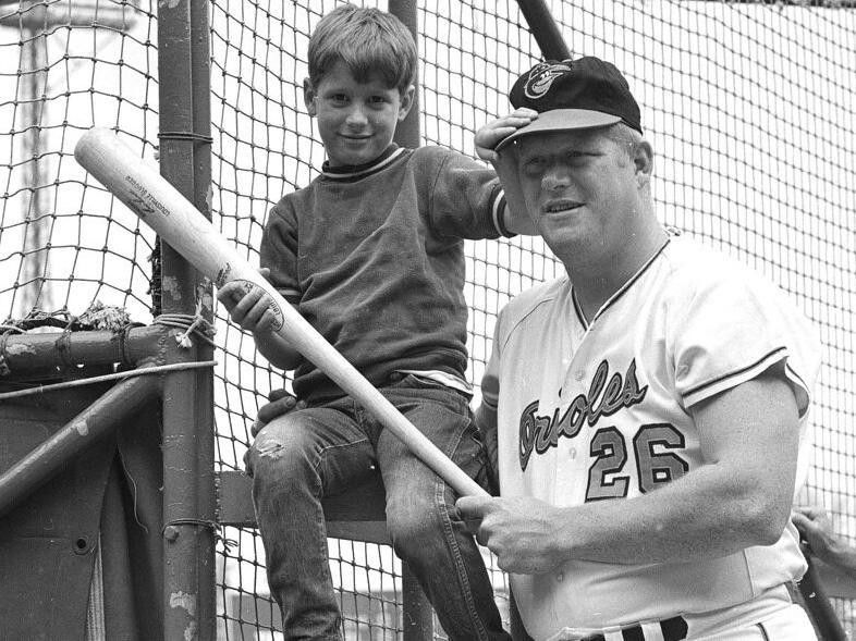 Boog Powell and his 7-year-old son in 1970