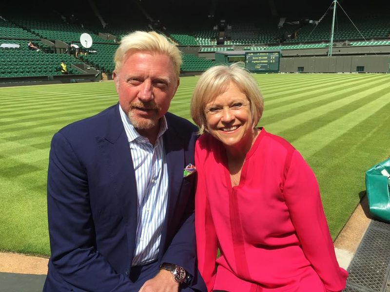 Boris Becker and Sue Barker at Wimbledon