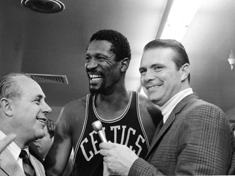 Boston Celtics center Bill Russell after winning NBA title