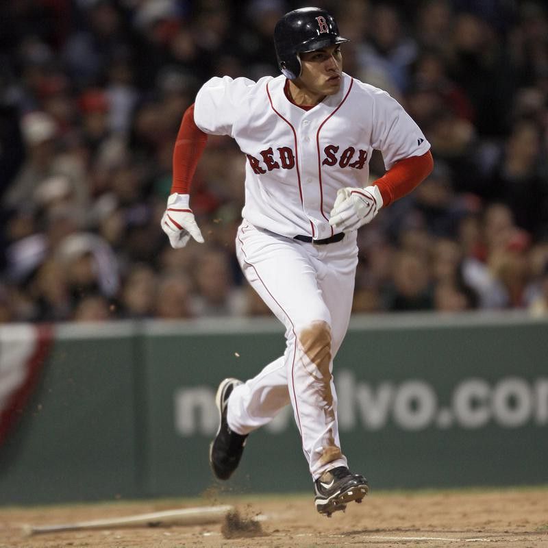 Boston Red Sox Jacoby Ellsbury heads toward first