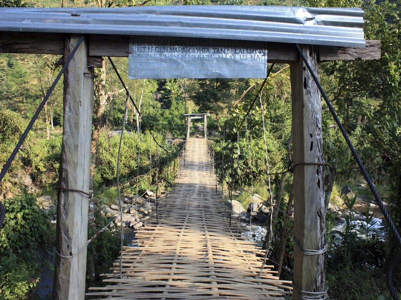 Bridge from Myanmar's Laiza village in Kachin state to China's Yunnan Province